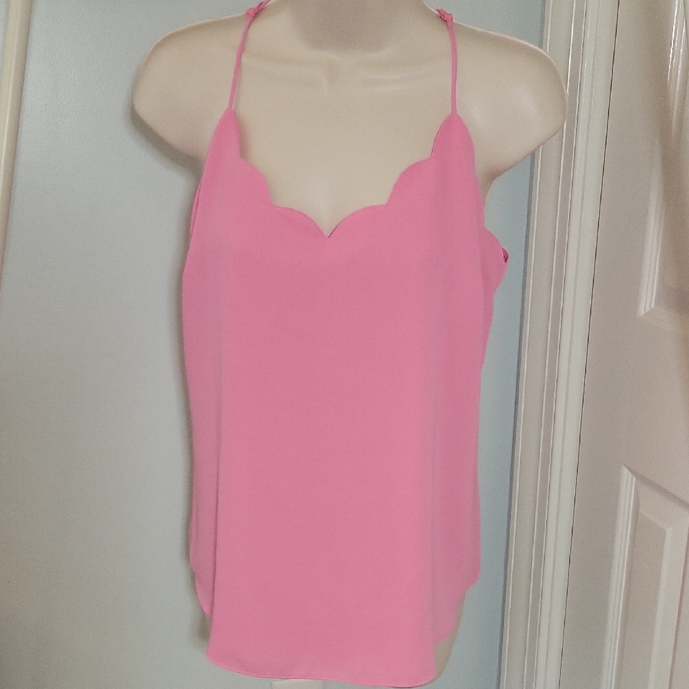 J. Crew Pink Scalloped Tank Top With Spaghetti Straps NWT Sz 8